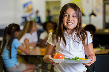 girl with food tray